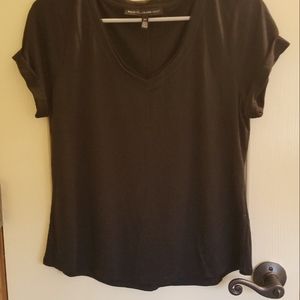 Black fancy soft-v neck cuff cap sleeves